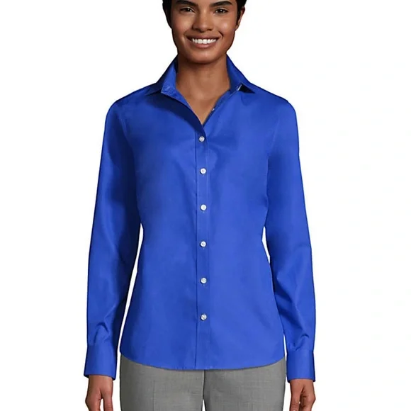 Lands End Long Sleeve No Iron Broadcloth Shirt - Picture 2 of 2